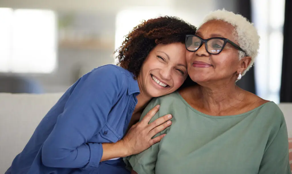generational love: mother and daughter embrace