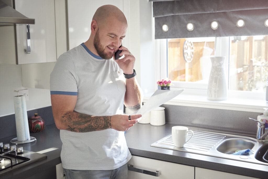 homeowner sorting finances