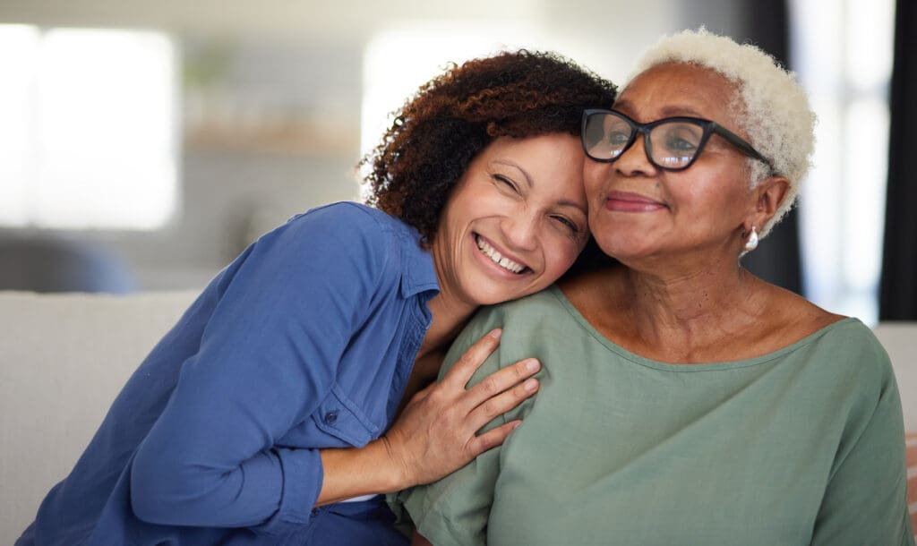generational love: mother and daughter embrace